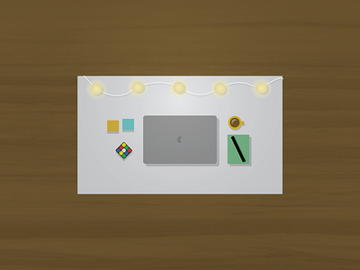 Little Light Studio coffee desk illustration laptop light noun rubix cube vector