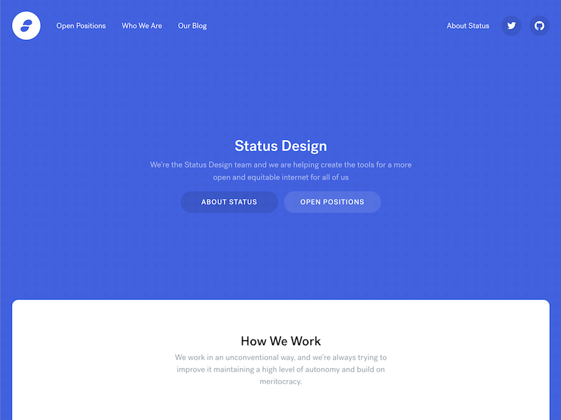 Status Design animation crypto landing scroll status website