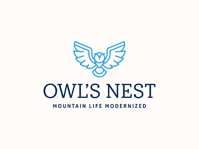 Owl's Nest Logo creative dan fleming design linework logo owl