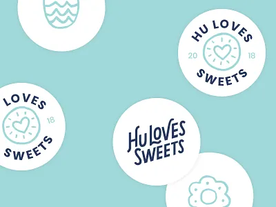 Hu Loves Sweets Logo 2 brand cookies hand lettering illustration lettering logo