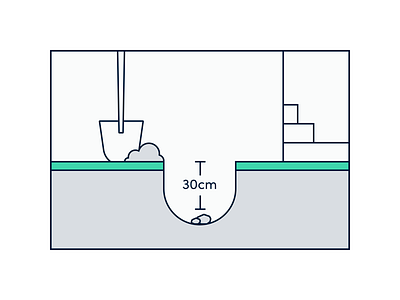 Steg 2. Grav Grøft broadband ikea style illustration instruction line art simple