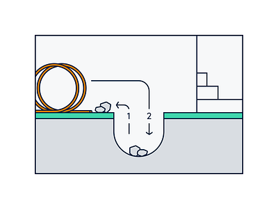 Steg 3. Rydd Stein, Plasser Rør broadband ikea style illustration instruction line art simple