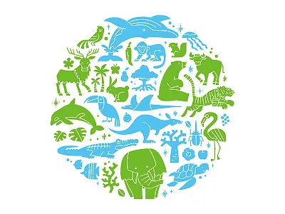 Animal planet animals earth illustration planet