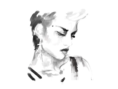 WIP: Rebel Yell new retro wave painting portrait punk wip