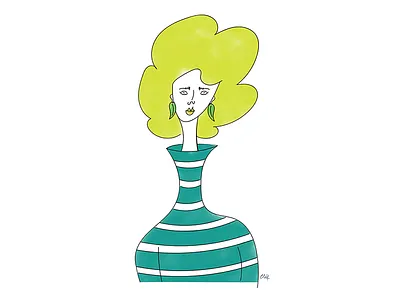 Spring Is Here big hair flower girl illustration spring