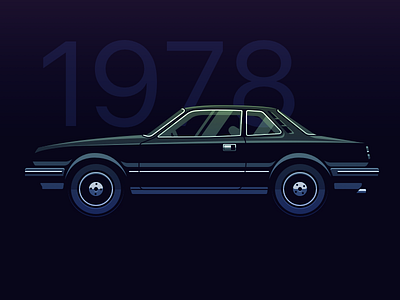 Honda 1978 black car coupe honda illustration japan prelude sketch vector