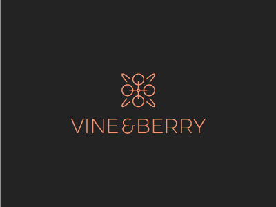 Vine&Berry logo berry brand debut design logo minimal shop simple vine wine