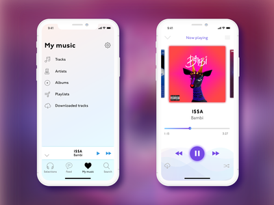 Music App app interactive iphonex minimalistic mobile music player playlist share ui ux