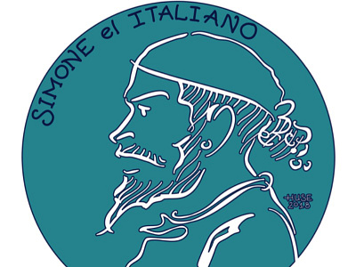 Simone el Italiano line drawing pirate portrait profile