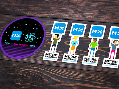 React Amsterdam Stickers 80s hiring mendix pixel pixelart react retro stickers