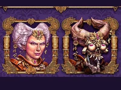 Perchta Character Slot Reel after effects casino character design concept art digital painting gambling game illustration photoshop slot steampunk