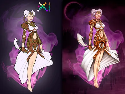 Perchta Character Design casino character design concept art digital painting gambling game illustration photoshop slot steampunk