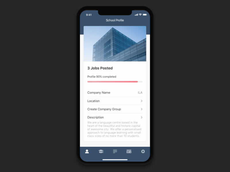 Learning App Animation animation app application dates job learning mobile post a job profile school teach teaching