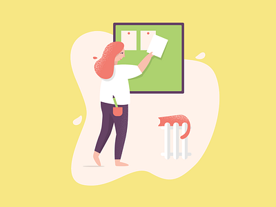 Tasking illustration cat cuberto desk girl graphics icons illustration sketch ui ux vector