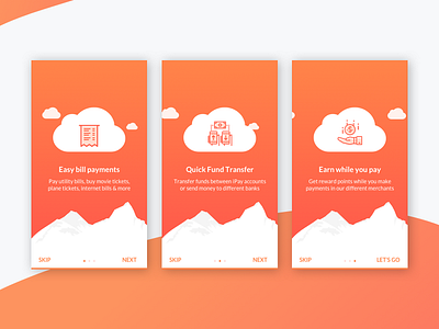 Onboarding screen for new iPay mobile app digital payment mobile wallet onboarding orange
