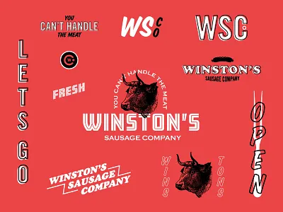Winston's Sausage Co. brand branding design icon illustration logo mark restaurant wip