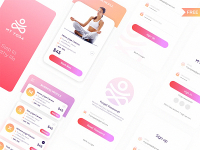 Yoga App Redesign app beauty flat gradient health icon ios kit ui yoga