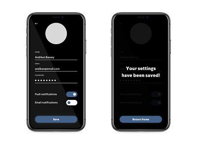 Daily UI #007 - Settings Page black dailyui dark ios iphone profile settings