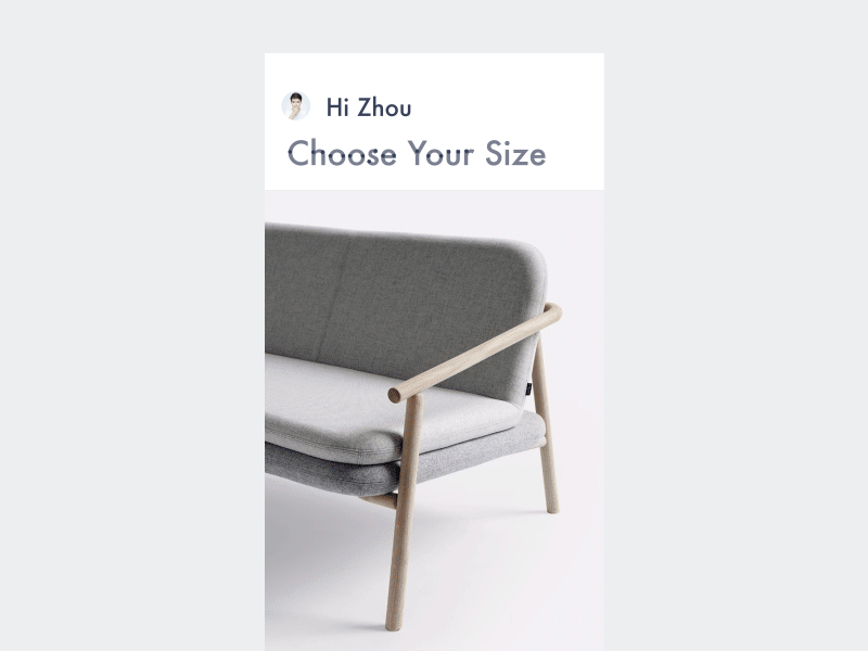 Size app Motion animation app design filter furniture gif graphics interactive motion selection shop size