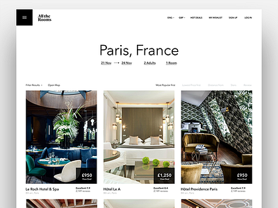 Destination 3 columns grid holiday hotel price ui web site