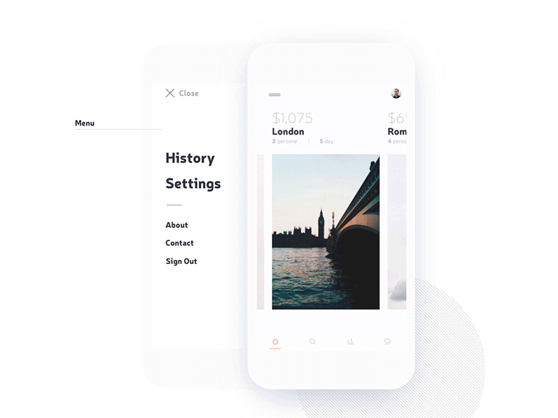 Travel App animation app event experience interface giff ios minimal ranking travel ui user ux