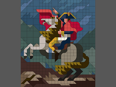 Grid "Napoleon Crossing the Alps" alps flat geometry illustration masterpiece minimal napoleon nemury patchworkapp simple