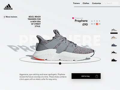 Adidas Prophere UI challenge clean concept design e commerce layout leeds minimal product responsive design shoes simple typography ui uk ux uxui web web concept