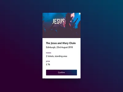 confirmation - dailyUi 054 concert concert tickets confirmation daily ui challenge dailyui dailyui054