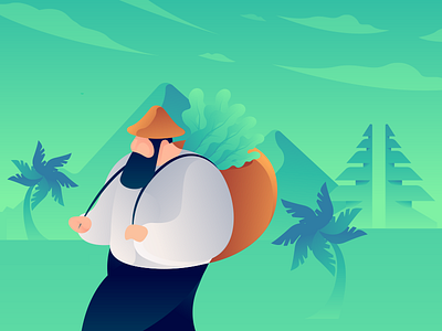 Bali Farmer Illustration avatar bali farmer farming gradient icon illustration man