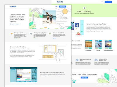 TuVisto Homepage and Community Page content curation home page landing page startup