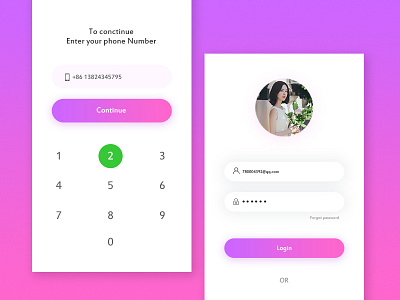 Log In Page app interface ui design