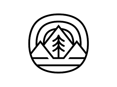 Fell Badge badge fell logo monoline mountains nature patch pine squircle tree