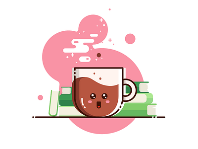 The coffee feels! books coffee cute mug steam warm