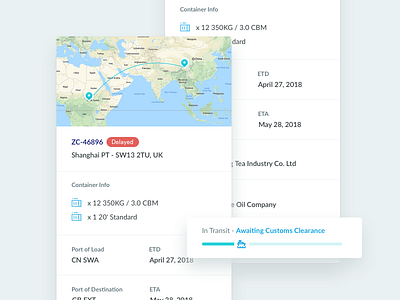 Track Shipment cards details icons info logistic map progress shipment travel