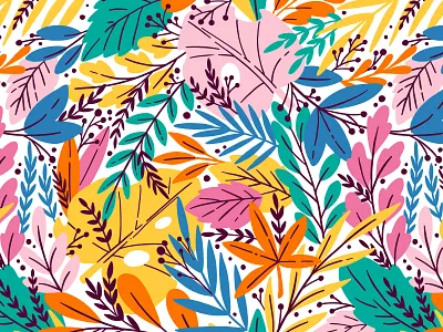 Magic flowers bright colorful exotic flower illustration jungle leaf leaves pattern seamless vector