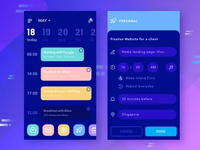 To Do App UI app calendar color dark ios mobile reminder theme ui