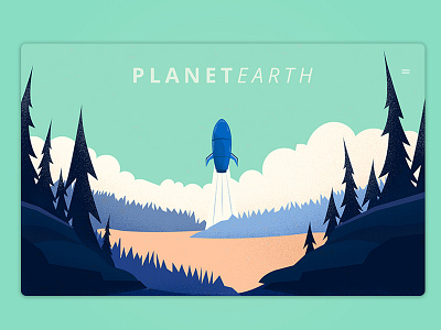 Illustrated Website - Planet Earth app flat design forest illustrated website illustration landing page rocket screen. ui user experience user interface ux