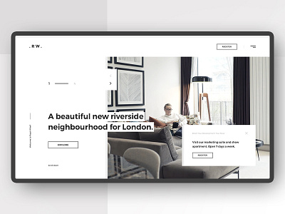 RW - Neighborhood Welcome Screen developer flat home homepage houses minimalism neighbourhood ui ux website white