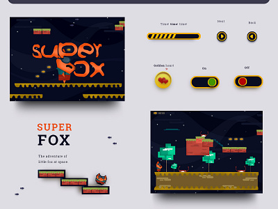 Fantastic Super Fox app button debut game icon interface kids ui ux