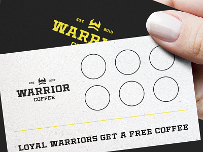 Warrior Coffee Loyalty Card cafe cafe logo coffee coffee logo dine logo modern professional refreshment logo simplistic strong logo warrior yellow