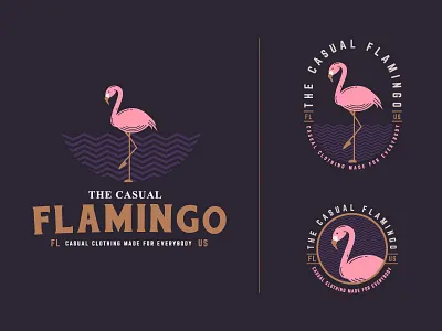 The Casual Flamingo apparel badge bird branding casual clothes flamingo icon logo store symbol