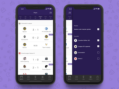 Flank E-Sports - Schedule calendar esports filter flank game ios match schedule ui upcoming ux