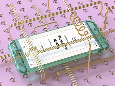 Gold And Glass iPhone PSD Mock-Up 3d app glass gold iphone mobile mock up mockup photoshop pink psd ui