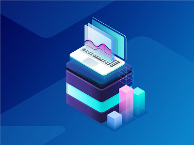 Stats illustration isometric graphic