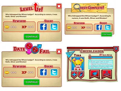 Game Modal Pop-Ups cartoon game gui illustrator iphone mobile photoshop ui user interface ux