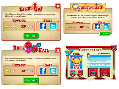 Game Modal Pop-Ups cartoon game gui illustrator iphone mobile photoshop ui user interface ux