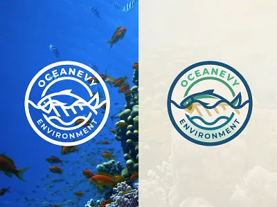 OCEANEVY Environment Logo circle logo creaitve logo emblem logo environment environment logo fish fish logo logo design nature ocean