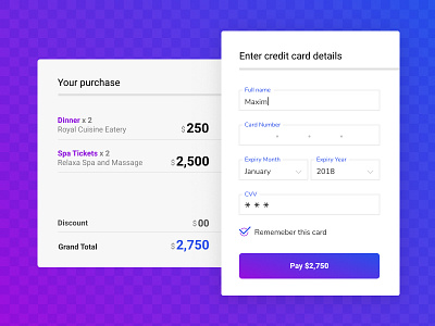 Daily UI 002 - Credit Card - Desktop card credit dailui002 dailyui form gradient minimal modern simple uidesign