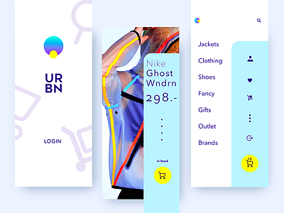 urbn shop clean interface light minimal nike pastel shop ui