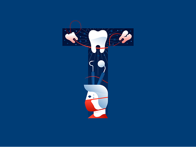 T | tooth 36daysoftype dentist illustration illustrator letter miguelcm t tooth type typography